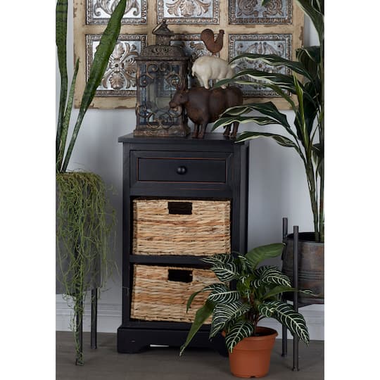 28" Black Farmhouse Wood Storage Cabinet